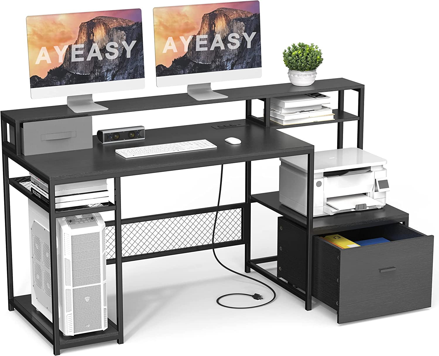 Office Desks with Drawers 66'' Computer Desk with Storage Office Desk ...