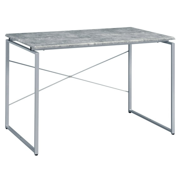 Office Desks Grey and Silver Writing Desk with Metal Sled Base,Home Office Desks