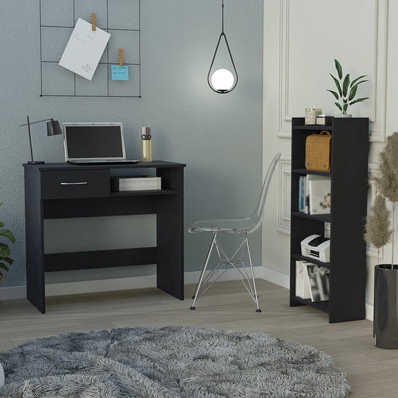 Office Desks Home Office Set Caldwell, Keyboard Tray, Black Wengue Finish,Home Office Desks