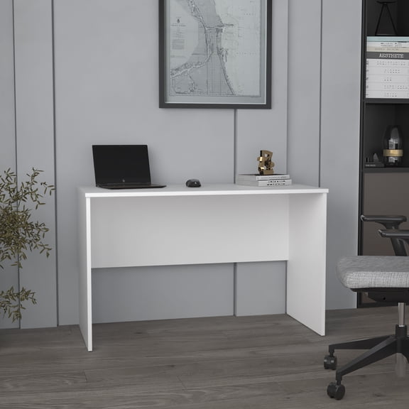 Office Desks Malibu 47" Wide Study Desk White Modern Simple Computer & Laptop Table Dining Table for Bedroom, Living Room, Home and Office, Kitchen White,Wooden Office Desks