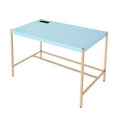 thumbnail image 1 of Office Desks Rectangular Writing Desk with USB Port, Baby Blue and Gold,Home Office Desks, 1 of 5