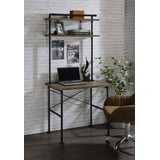 Office Desks, Rustic Oak and Black 2-Shelf Writing Desk, Oak Home ...