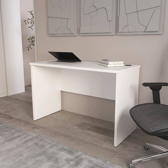 Office Desks White Minimalist Home Office Work Desk with Cable Management,Home Office Desks