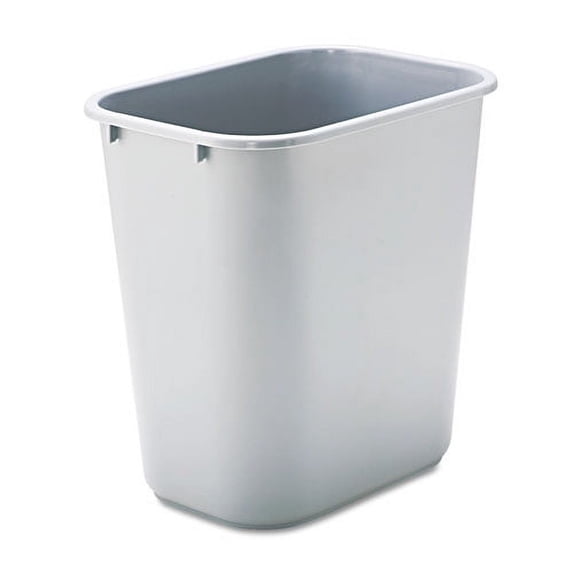 Office Deskside Plastic Wastebasket, Rectangular, 7 Gal, Gray | Bundle of 10 Each