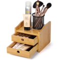 thumbnail image 1 of Office Desktop Organizer Bamboo Countertop Storage Shelf with 2 Drawers for Office Supplies, 1 of 3