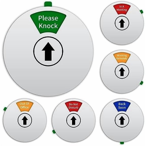 Office Door Sign- Do Not Disturb/Out of Office/Please Knock/In a Meeting/Working Remotely/Back Soon, Rotating Privacy Door Sign Conference, 6 Inch, Silver