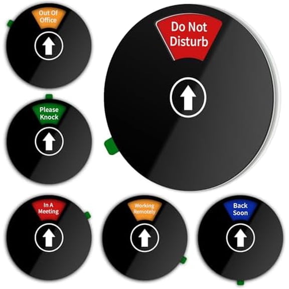 Office Door Sign - Do Not Disturb, Please Knock, In A Meeting, Working Remotely, Back Soon, Out of Office - 6 Options Privacy Sign Indicator for Conference, 6 Inch, Black