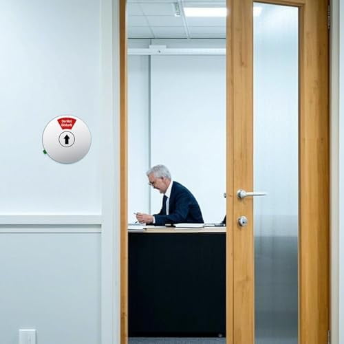 Office Door Sign - Do Not Disturb, Please Knock, In A Meeting, Working Remotely, Back Soon, Out of Office - 6 Options Privacy Sign Indicator for Conference, 6 Inch, Silver