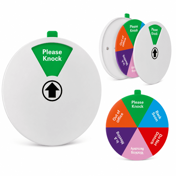 Office Door Signs, Do Not Disturb, Please Knock, Out of Office, In a Meeting, Back Soon, Working Remotely  Rotating Privacy Indicator Sign for Home Conference Room  6in
