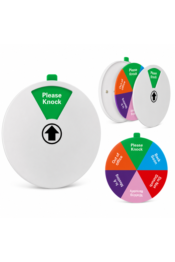 Office Door Signs, Do Not Disturb, Please Knock, Out of Office, In a Meeting, Back Soon, Working Remotely  Rotating Privacy Indicator Sign for Home Conference Room  6in