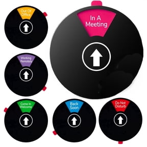 Office Door Signs, Rotating Status Door Sign - Do not Disturb, Out of Office, In a Meeting, Back Soon, Working Remotely, Welcome Come In - Dual Mounted Fit for Door, Wall or Window (Black)