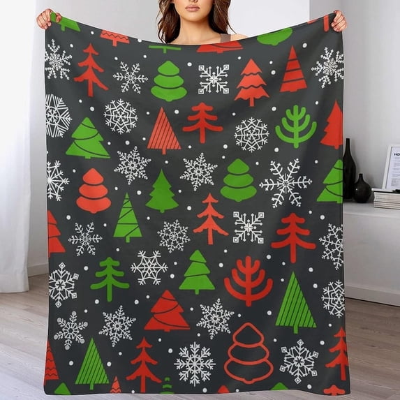Office Dormitory Nap Blanket, Chair Sofa Soft Flannel Blanket Compatible with Christmas Decorations Snowflakes, Travel Sheet Shawl Blanket, Party Living Room Decoration Blanket