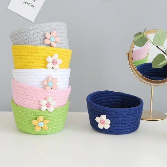 Office Drawer Organizers Storage Box Cotton Rope Storage Bins Inserts Tool Containers Toy Basket Shelf Cubes Foldable Drawer Dividers Desk Organisers for Home, Bedroom, Living Room, Office