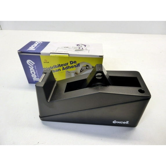 Office Dual Clear Tape Dispenser, Black; For up to 1 Inch Wide Tape Rolls with Diameters of 1 Inch or 3 Inches; Tape Not Included