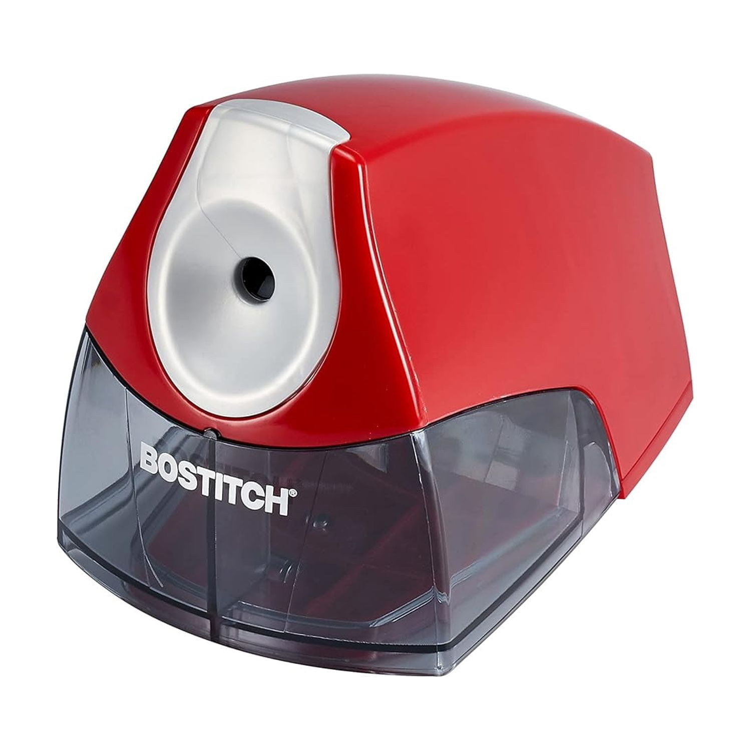 Office Electric Pencil Sharpener for Classroom & Desk Use, Heavy-Duty Stall-Free Motor, High-Capacity Shavings Tray, Red