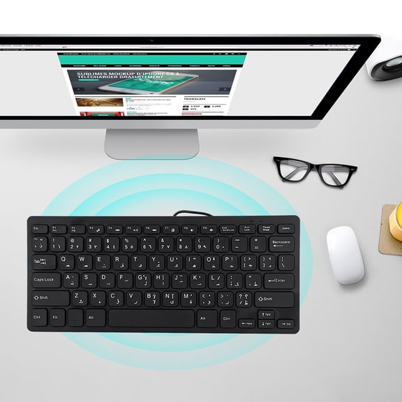 Office Electronics Wired Mini Portable Arabic Keyboard USB Interface for Desktop Computer Ultra thin 78 Keys