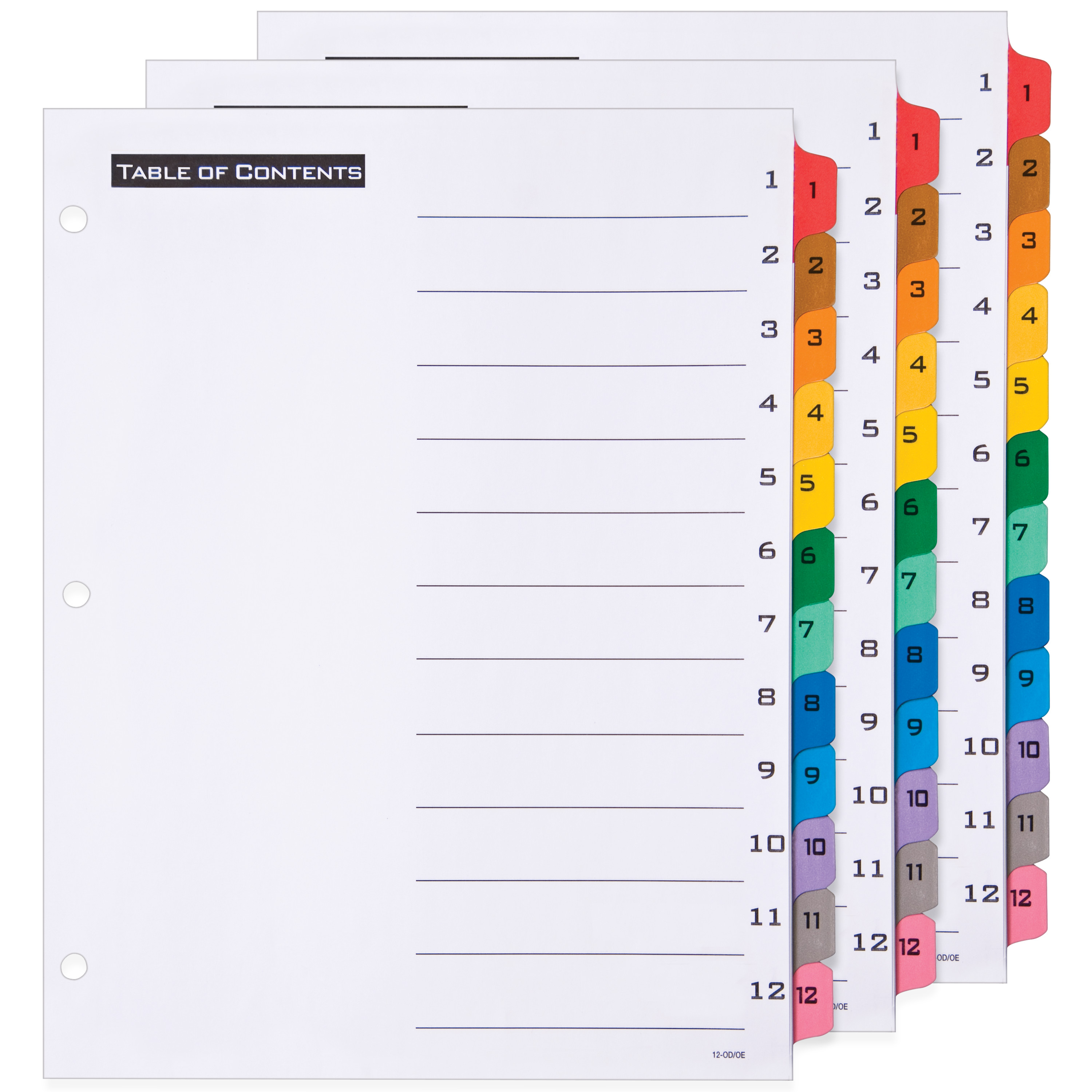 Office Essentials 112 Tab Table 'n Tabs Dividers for 3 Ring Binders