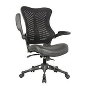Office Factor Executive Ergonomic Office Chair Back Mesh Bonded Leather Seat