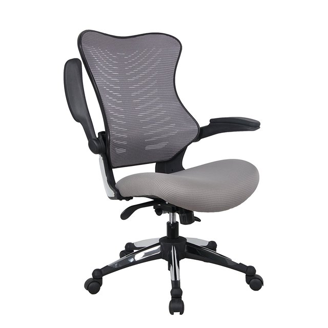 Office Factor Executive Ergonomic Office Chair Gray Mesh Flip up