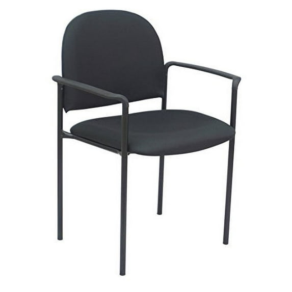 Office Factor Side Waiting Room Guest Chair StackAble with Arms Black Fabric (OF-6100 BK)