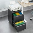 thumbnail image 1 of Office File Cabinet 2 Drawer File Cabinet with Lock, Metal Under Desk Rolling Filing Cabinet fits Letter/Legal/A4 Size for Home Office, Mobile Filing Cabinet, Assemble Required, Black,Storage Cabinet, 1 of 13