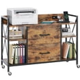 thumbnail image 1 of Office File Cabinet, 2 Drawer File Cabinets with Lock, Filing Cabinet with Power Outlets, Adjustable Shelves, Rolling Storage Cabinets for Home Office, Vintage, 1 of 9