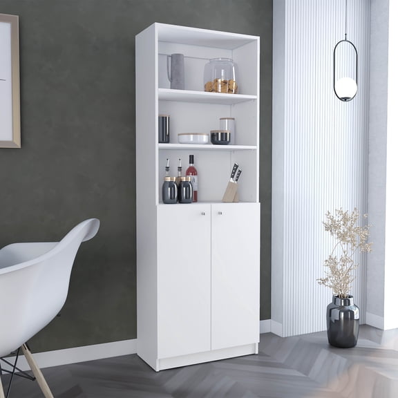 Office File Cabinet Home 2-Door Bookcase, Modern Storage Unit with Dual Doors and Multi-Tier Shelves -White -Office,Storage Cabinet For Office