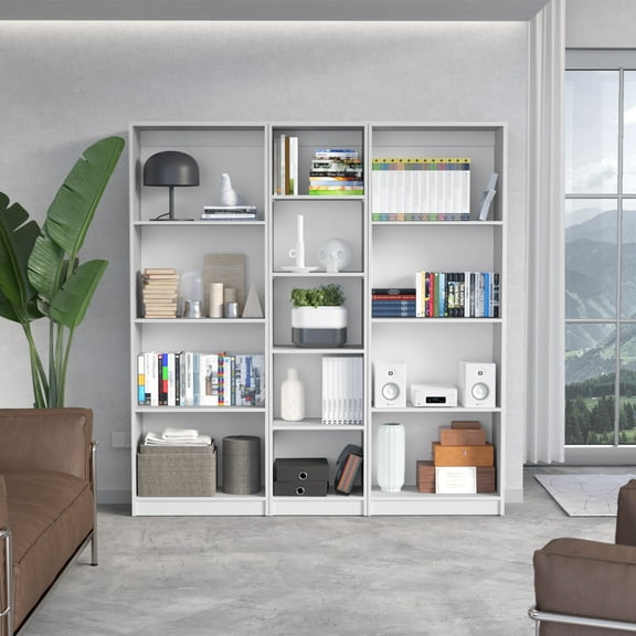 Office File Cabinets Durant 3 Piece Home Bookcase set, 67" Wide with 13 Shelves , Living Room Set Set White,Metal File Cabinets