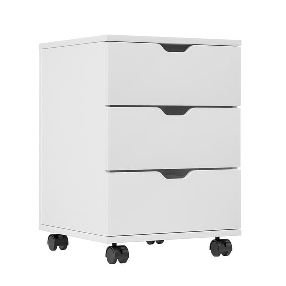 Office File Cabinets Farini 3-Drawer Vertical Filing Cabinet Rolling Wood Mobile File Cabinets Under Desk for Home Office with Casters (White, Fully Assembled),Metal File Cabinets