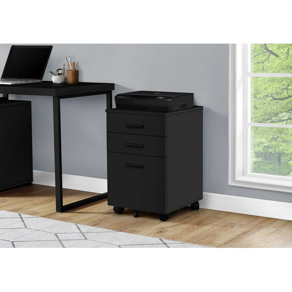 Office File Cabinets File Cabinet, Rolling Mobile, Storage Drawers, Printer Stand, Office, Work, Black Laminate, Contemporary, Modern,Metal File Cabinets