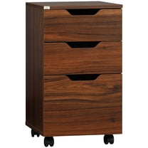 Office File Cabinets HOMCOM 3 Drawer Office Storage Cabinet, Under Desk Cabinet with Wheels, Brown Wood Grain,Office Storage Cabinets