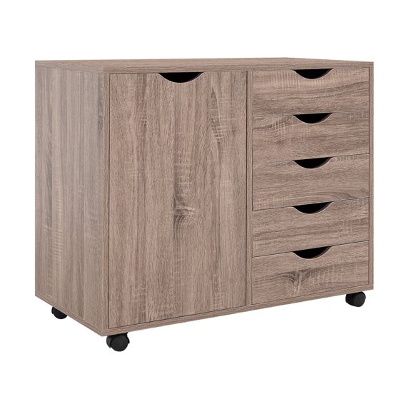 Office File Cabinets Wooden File Cabinets for Home Office Lateral File Cabinet Wood File Cabinet Mobile File Cabinet Mobile Storage Cabinet Filing Storage Drawer by Naomi Home-Color:Vintage Oak,Size:5