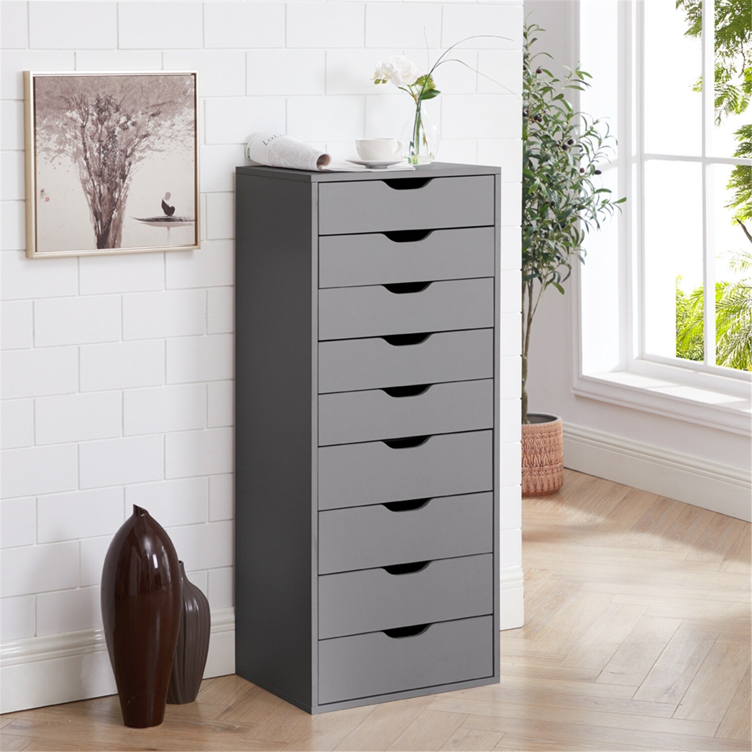 Office File Cabinets Wooden File Cabinets Lateral File Cabinet Wood File Cabinet Mobile File Cabinet Mobile Storage Cabinet Grey - image 1 of 5