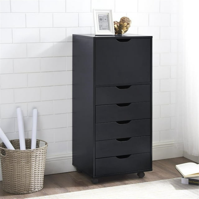 Office File Cabinets Wooden File Cabinets for Home Office Lateral File Cabinet Wood File Cabinet Mobile File Cabinet Mobile Storage Cabinet Filing Storage Drawer Cabinet by Naomi Home Black / 6 Drawer