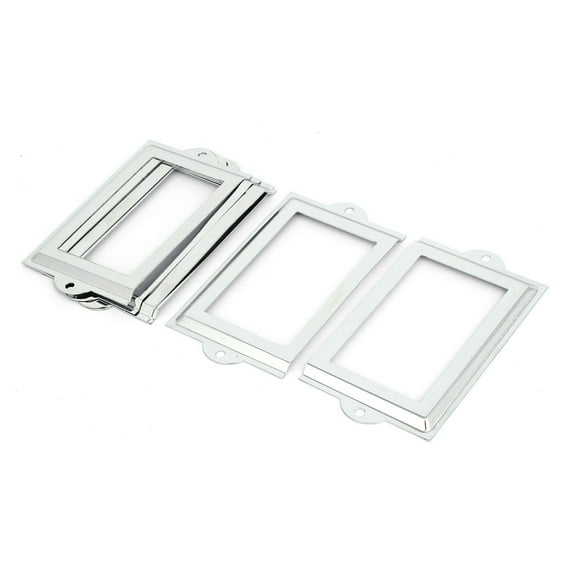 Office File Drawer Tag Label Holders Frames Silver Tone 105mm x 60mm 6PCS