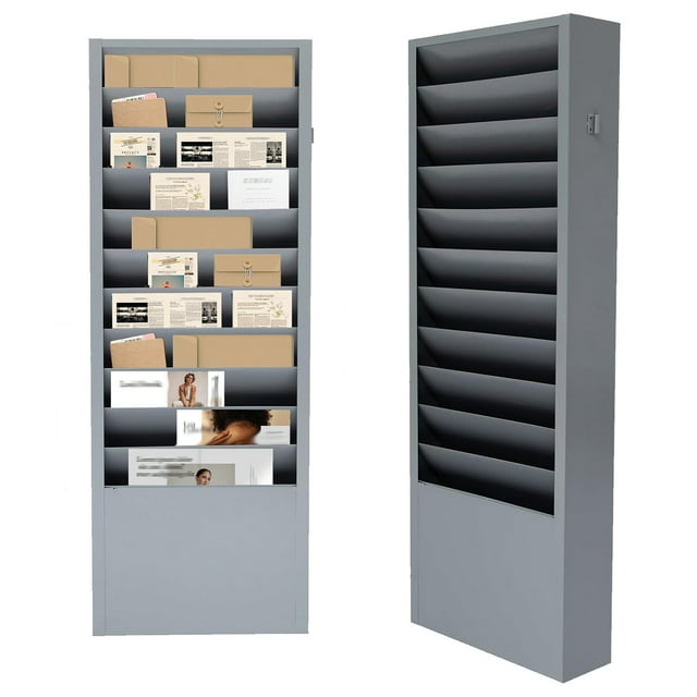 Office File Folder Wall Rack with 11 Tiered Pockets, Office Filing Rack ...