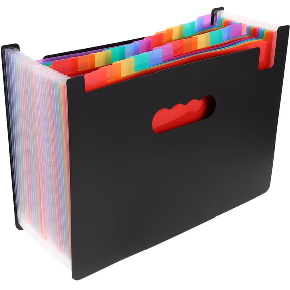 WHAMVOX Black Expanding Accordion File Organizer for Storage Use with PP Material 9.45 x 3.94 Inches