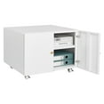 thumbnail image 1 of Office Furniture Copier Cabinet, 2 Door Steel Copier Stand Mobile Pedestal with Lockable Wheels, File Printer Stand for Home Office Garage Gym School, Easy Assembly, White, 1 of 9
