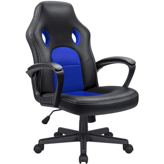 Office Gaming Chair High Back Leather Computer Chairs Ergonomic Height Adjustable Racing Game Desk Chair Executive Conference Task Chair (Blue)