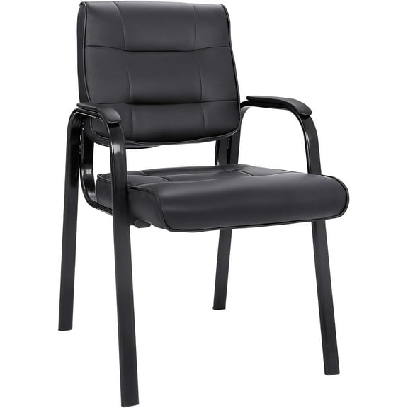 Office Guest Chair Bonded Leather Executive Side Chair Reception Chair with Solid Metal Frame Home Office Furniture