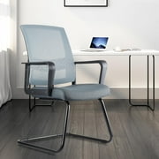 CLATINA Office Guest Chair with Lumbar Support and Mid Back Mesh Space Air Grid Series for Reception Conference Room Gray