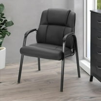 Office Guest Reception Chairs, PU Leather Armchairs with Padded Seat, No Wheels, for Lobby or Conference Room