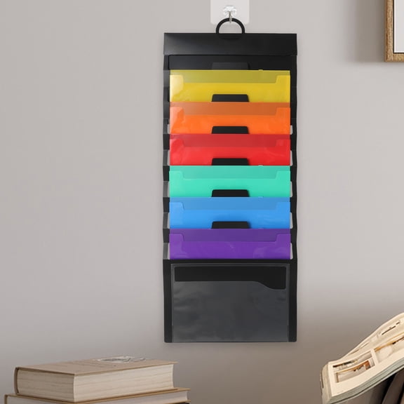 Office Hanging File Organizer with Layered Design and Portable Black Folder