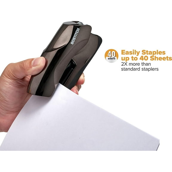 Office Heavy Duty Stapler, 40 Sheet Capacity, No Jam, Half Strip, Black