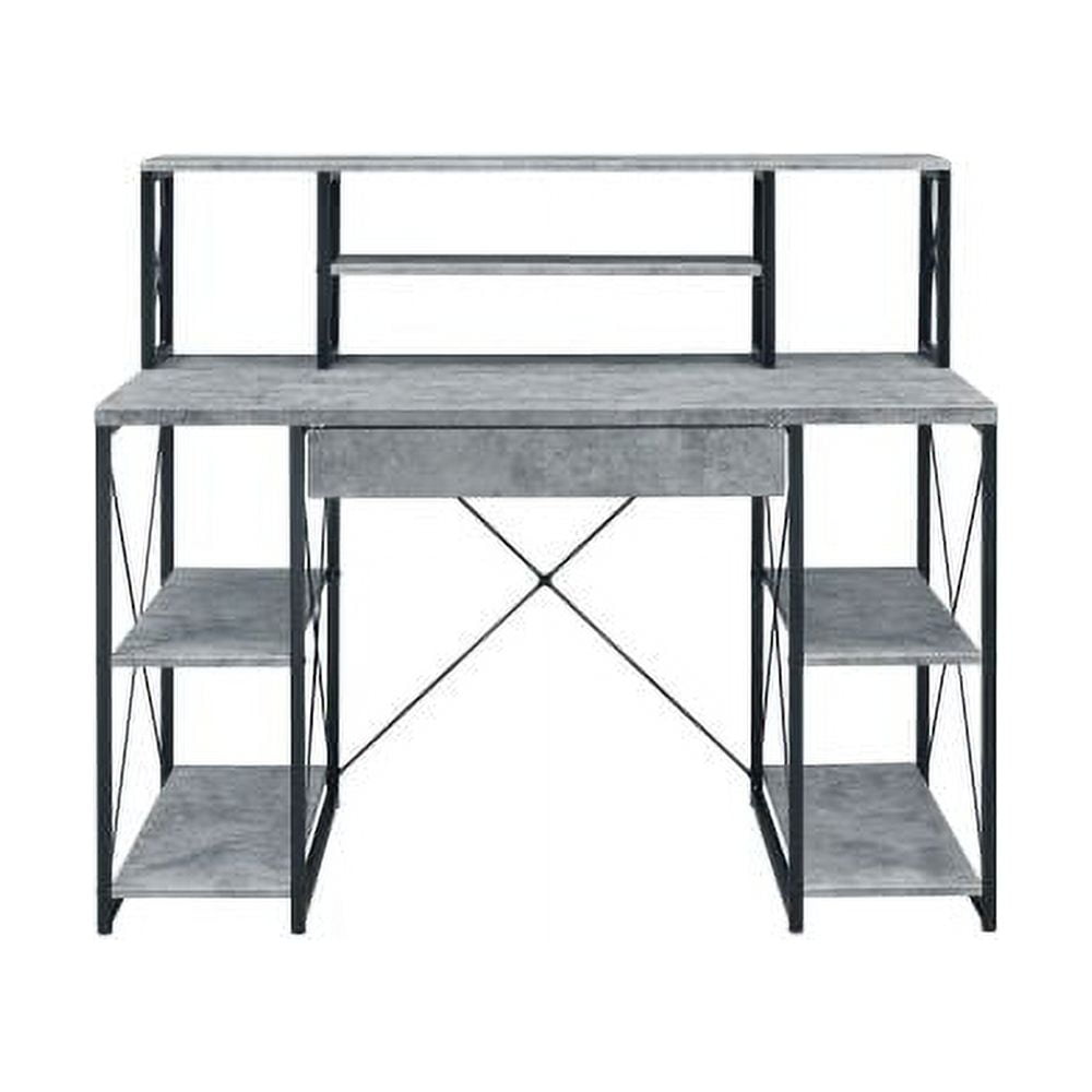 Amiel Studio Desk in Gray with Drawer and Filing Cabinet