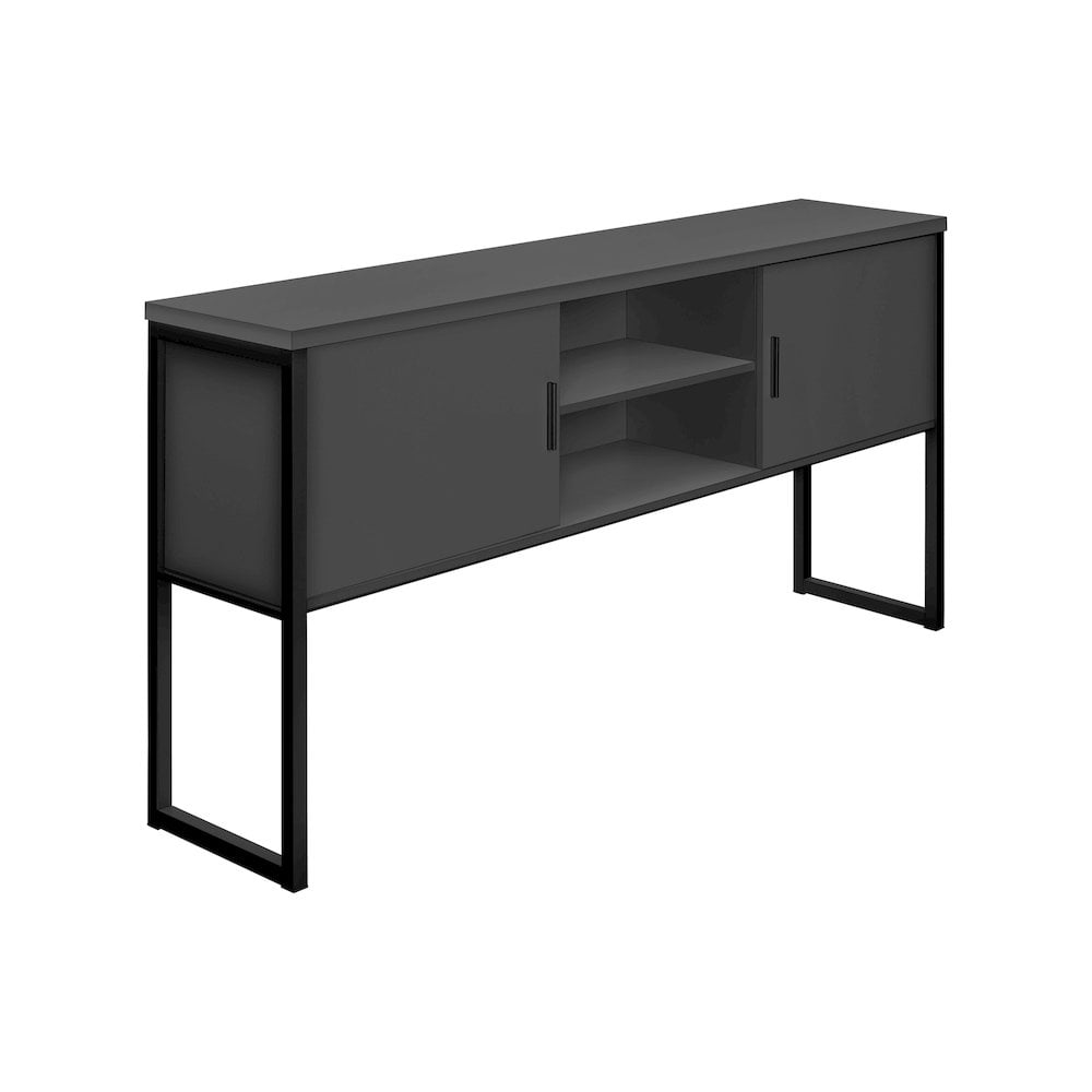 Gray and Black Laminate Office Hutch with Metal Supports