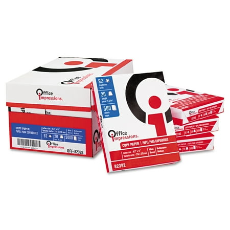 Office Impressions, 8-1/2" x 11", Copy Paper, Case of 10 Reams (500 Sheets Per Ream)
