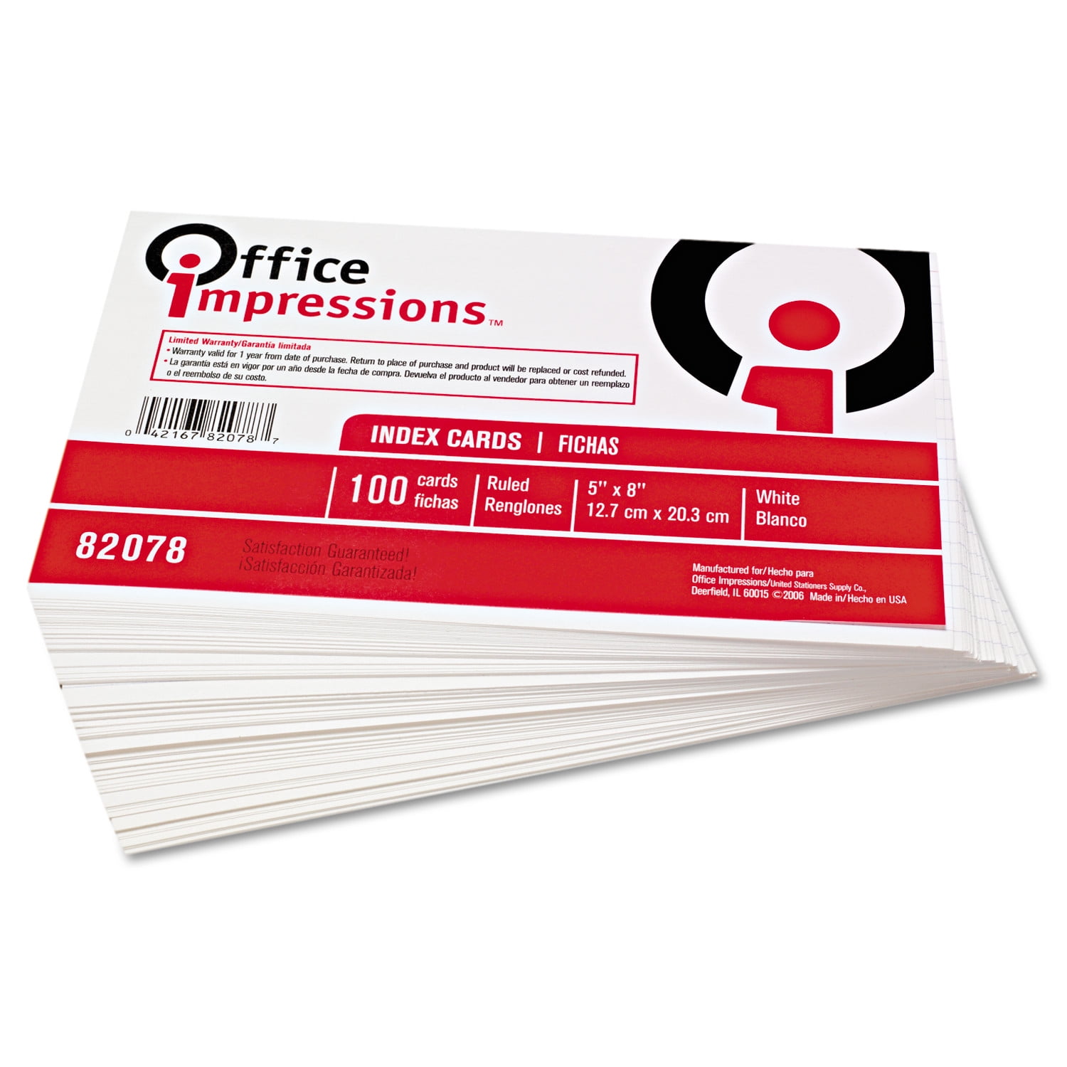 Office Impressions Ruled Index Cards, 5 x 8, White, 100/Pack - Walmart.com