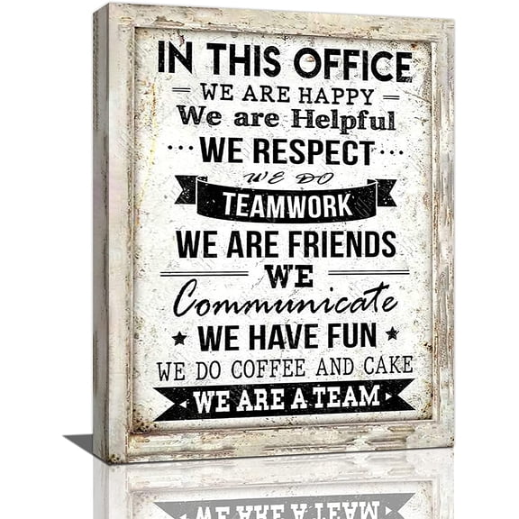 Office Inspirational Wall Art Rustic Office Wall Decor We Are A Team Positive Quotes Pictures Canvas Prints Motivational Posters Teamwork&nbsp;Framed Modern Artwork for Office Home 12"x16