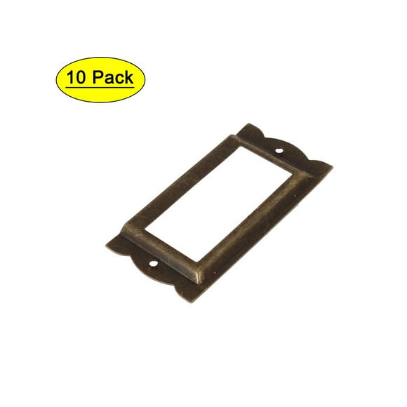 Office Library File Drawer Iron Tag Frame Label Holder Bronze Tone 10Pcs